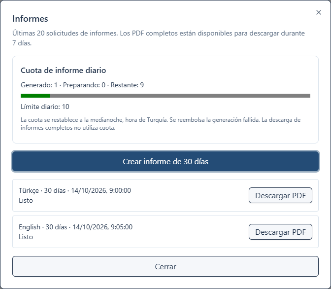 Historial de informes y captura de pantalla de los equipos capturados a partir de componentes reales de la aplicación utilizando datos de muestra
