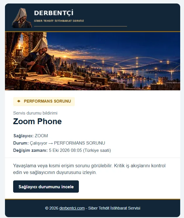 Kesinti / performans sorunu e-posta örneği